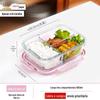 Lancheira de Vidro Borossilicato Alto Resistente ao Calor, Lancheira Bento de Quatro Compartimentos para Estudantes, Lancheira Portátil Feminina com Tampa, Segura para Micro-ondas, Adequada para o Trabalho