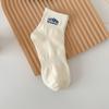 Meias Masculinas Meias Curtas Tendência Ins Marca Tendência Bordado Montanha de Neve Algodão Puro Japonês Absorvente de Suor Antiodor Meias de Cano Médio para Primavera e Outono Par
