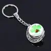 Chaveiro de Trevo de Quatro Folhas Fluorescente, Chaveiro de Bola de Cristal Brilhante da Sorte, Chaveiro Grande de Cristal de Trevo de Quatro Folhas Giratório