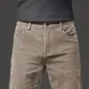 Pantalones Casuales de Pana Ligeros para Hombre de Otoño e Invierno Tubo Recto Microelásticos Juventud Negocios Engrosados Casuales Cálidos Casuales