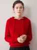 Sudadera con capucha 100% cachemira pura para mujer, otoño e invierno, corte holgado, adelgazante, suéter de punto pullover, chaqueta sudadera casual versátil