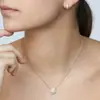 Collar con colgante de perla y diamante redondo de plata de ley S925, cadena para la clavícula, accesorios de collar superpuestos de nicho japonés y coreano, de alta gama, para todo tipo de atuendos