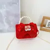 Año Nuevo Año Nuevo Sobres Rojos Infantiles Lazo Perla Portátil Bordado Dibujos Animados Peluche Princesa Niña Bandolera Billetera para Monedas