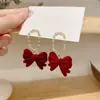 Otoño e Invierno Populares Pendientes Largos de Terciopelo con Forma de Corazón de Flor y Borlas Pendientes de Aro de Hilo de Colores Dopamina Atmósfera