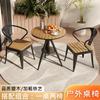 Mesa y Silla de Ocio para Exteriores Patio Exterior Madera Anticorrosiva Combinación de Mesa y Silla para Comedor Exterior Mesa Cuadrada Redonda Elevable para Balcón del Hogar