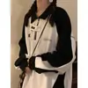 Sudadera con cuello polo de bloque de color y media cremallera estilo retro americano transfronteriza para hombre y mujer, chaqueta de nicho de ajuste holgado estilo universitario para primavera y otoño