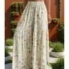 Pantalones Florales de Hada de Verano 2026 para Mujer Cintura Alta Sueltos Delgados Pierna Ancha Fluidos Adelgazantes Versátiles Rectos Largos