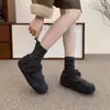 Zapatos de algodón de nuevo estilo, zapatos Mary Jane retro, zapatos grises para mujer con forro polar, 2025 con suela blanda, zapatos de felpa cálidos de invierno, zapatos Birkenstock de nuevo estilo