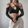 Top de verano para mujer, estilo europeo y americano, de color liso, con escote en V y mangas sin espalda, venta al por mayor en Amazon.