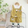 Niño Pequeño Caballero Guapo Chaleco Vertical Traje de Manga Corta 2024 Verano Nuevo Estilo Occidental para Niños Conjunto de Verano de Dos Piezas