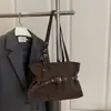 Hebilla de Cinturón Texturizada Retro 2026 Nueva Bolso Tote Casual de Gamuza Simple para Hombro Cruzado de Axila para Mujer
