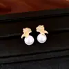 Conjunto de brincos e colar de flor de zircônia com pino de prata banhado a ouro real 18k, joias de design vintage de luxo leve de alta qualidade