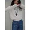 Suéter Jicoutura de lana de punto trenzado con cuello semiabierto, capa interior de otoño de manga larga para mujer