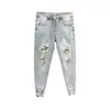Calça Jeans Rasgada Masculina Tendência Estilosa Personalidade Verão Slim Fit Cropped Desgastada Marca Tendência Calça Cropped Masculina