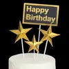 Decoração Rica de Bolo Rica e Bonita Cartão Plug-in Bola Dourada Festa de Confeitaria Aniversário Cartão Dourado Criativo