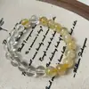 Plata S925 Vidrio Cristal Amarillo Vidrio Azucarero Cristal Blanco Pulsera Diseño de Nicho Ins Estilo Minimalista de Gama Alta