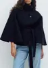 Capa de color sólido de moda transfronteriza europea y americana para mujer, otoño e invierno, nueva, Amazon, cuello alto, abotonada, con cinturón, gabardina, chaqueta