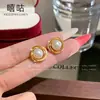 TH0494 Pendientes de Botón S999 Plata Aguja Envuelto Microincrustado Circonita Perla Estilo de Lujo Ligero Temperamento Francés Accesorios para Pendientes para Mujeres