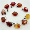 Joias em alta venda cristal natural ágata pedra preciosa coluna hexagonal bala ponta dupla pingente colar acessórios