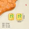 Estilo Tradicional Chinês Banho de Ouro Lingote da Sorte Mahjong Contas Espaçadoras Vermelhas de Furo Grande Acessórios para Pulseira DIY Peças de Joia de Liga