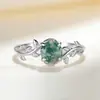 Anillos Transfronterizos de Nuevo Estilo de Piedra Musgo Verde y Ágata Acuática para Mujer, Anillos Sencillos y de Moda de Nicho Creativo con Temática de Comida Dulce al por Mayor
