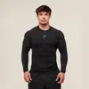 Onyx/x5 Esportes Americanos Fitness Masculino Manga Longa Casual Respirável Justo Manga Longa Casual Corrida Tubarão