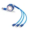 Cable de carga rápida retráctil cuatro en uno de 100W, cable de datos de almacenamiento portátil multifuncional uno a cuatro para teléfonos móviles, portátiles y uso en el coche