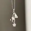 Collar Divertido de Oso Recogiendo Estrellas para Mujer, Cadena para Clavícula de Estrella con Diseño de Nicho de Lujo Ligero, Regalo de Verano para Novia o Mejor Amiga