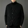 Colete masculino de veludo cotelê, forro interno de lã de carneiro espessado e com forro de fleece para o inverno, colete de algodão com decote V para homens de meia-idade e idosos