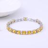 Pulsera sencilla rectangular de circón para niñas, minoría, chapada en cobre, platino, oro de 24k, con incrustaciones de gema, venta al por mayor