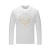 Camiseta de manga larga para hombre de otoño europeo, cuello redondo, modal, moderna, corte slim, camiseta interior, cabeza de tigre con diamantes de imitación para hombre