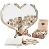 Placa Quadrada de Madeira para Assinaturas de Casamento Transfronteiriça Coração de Madeira Criativo para Bênçãos de Casamento Decoração de Casamento em Forma de Coração Livro de Mensagens para Convidados