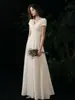 Certificado de Noiva Vestido Branco Pequeno Registro Vestido de Casamento Simples Francês Pode Usar Normalmente Vestido de Casamento Vestido Diário Noivado Vestido Longo