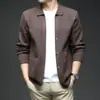 Outono/Inverno 2026 Nova Moda Versátil Suéter Cardigã Tricotado Masculino Casual Cor Sólida Gola Lapela Jaqueta Masculina Atacado