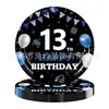 Nuevas Decoraciones para Fiesta Temática de 13 Cumpleaños Adolescente Platos de Papel Azul Negro Mantel Cubiertos Suministros Set de Decoración