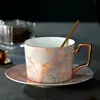 Conjunto de Xícaras de Café de Cerâmica de Luxo para Mulheres, Porcelana de Ossos Exquisita de Alto Padrão, Caixa de Presente de Alto Valor, Presente de Inauguração