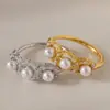 Anillo de Zirconia y Perla de Lujo Ligero con un Diseño Sencillo y Elegante, Exquisita Joyería de Anillo Abierto Ajustable para Mujer