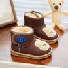 Botas de Algodón para Niños Otoño Invierno Niñas Zapatos Gruesos Cálidos de Algodón Niños Lindos Zapatos Cálidos de Piruleta Negro Beige Marrón