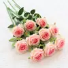 Flor Artificial Rosa de un Solo Tallo Decoración de Mesa de Hotel para el Hogar Flor Falsa Flor de Seda Artificial de Boda Venta Directa de Fábrica