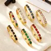 Pulseira de Aço Inoxidável com Pedra Vitral Quadrada Geométrica Pulseira de Temperamento Retrô Moda Retrô Joia de Mão Europeia e Americana Atacado