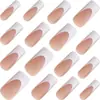 Unhas Usáveis Clássicas Estilo Francês Mais Vendidas Transfronteiriças, Adesivos de Unhas Postiças de Cor Sólida, Unhas Pré-Fabricadas Usáveis, Atacado de Fábrica