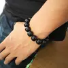 Pulsera de obsidiana imitación de puesto 14N pulsera de ágata imitación con cuentas negras para hombres y mujeres tienda de dos yuanes venta caliente regalo conmemorativo