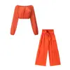 2026 Nuevo Conjunto Casual Europeo para Mujer de Pierna Ancha Cintura Alta Color Sólido Micro-campana Atado Caída Pantalones de Manga Larga