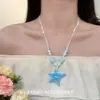 Estilo Praia Oceânica Sonhadora Estilo Oceano Azul Colar de Estrela do Mar Estilo Férias Dopamina Novas Contas de Concha