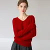 Suéter de cachemir para mujer 100% cachemir con cuello en V para mujer, nuevo suéter base de punto ajustado para otoño e invierno, de manga larga, estilo para ir al trabajo