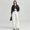 Calça Jeans Branca Pura de Perna Reta para Mulheres, Nova Coleção Primavera 2026 Nicho Cintura Alta Solta Emagrecimento Caimento Estreito Perna Larga Calças