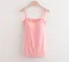 Camisola de Modal Feminina Verão Peça Única com Bojo Versátil Roupa Externa Camisa Base Lingerie com Almofada de Peito Embutida Top