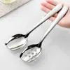 Nueva Cuchara para Sopa de Acero Inoxidable 304, Cabeza Plana, Mango Suave, Colador Doméstico para Olla Caliente, Cuchara para Servir Simple e Innovadora al por Mayor