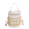 Bolso de Mujer Transfronterizo 2025 Nuevo Estilo Bandolera de Hombro Único Cilíndrico Tejido Estilo Occidental Monedero Bolso de la Fortuna Bolso para Teléfono Móvil