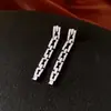 Pendientes de Cadena Cuadrada con Zirconia Incrustada de Aguja Plateada, Simples y Versátiles, Pendientes de Estilo Lujo Ligero, Pendientes de Moda y Elegantes, Diseño de Nicho
